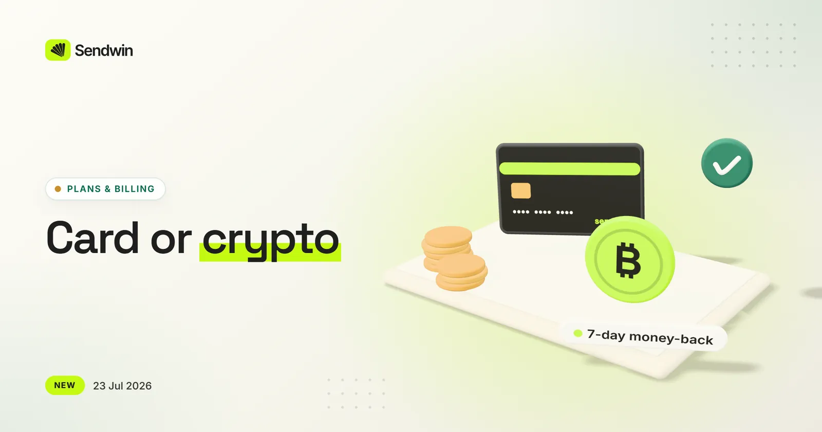 Pay by card or crypto — illustration