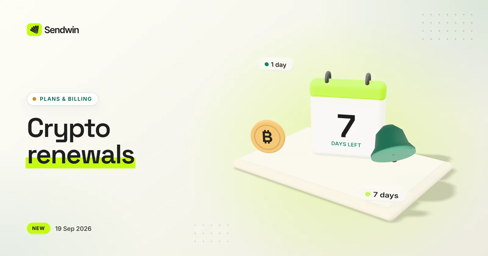 Renewal reminders and early renewal for crypto plans — illustration