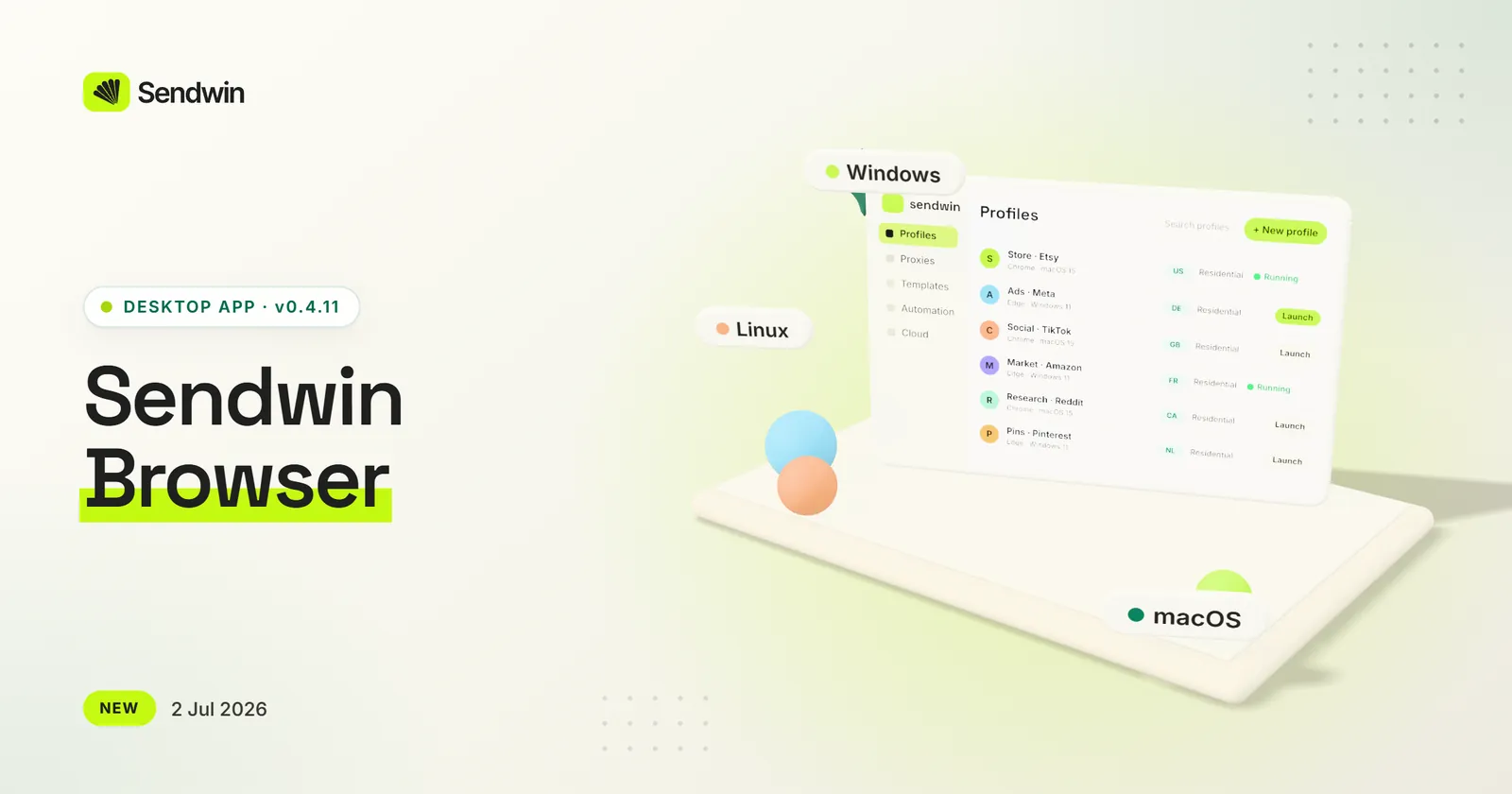 Sendwin Browser for Windows, macOS and Linux — illustration
