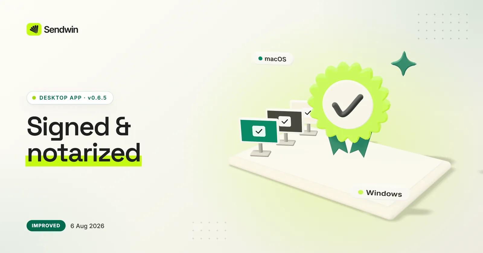 Signed on Windows, notarized on macOS — illustration